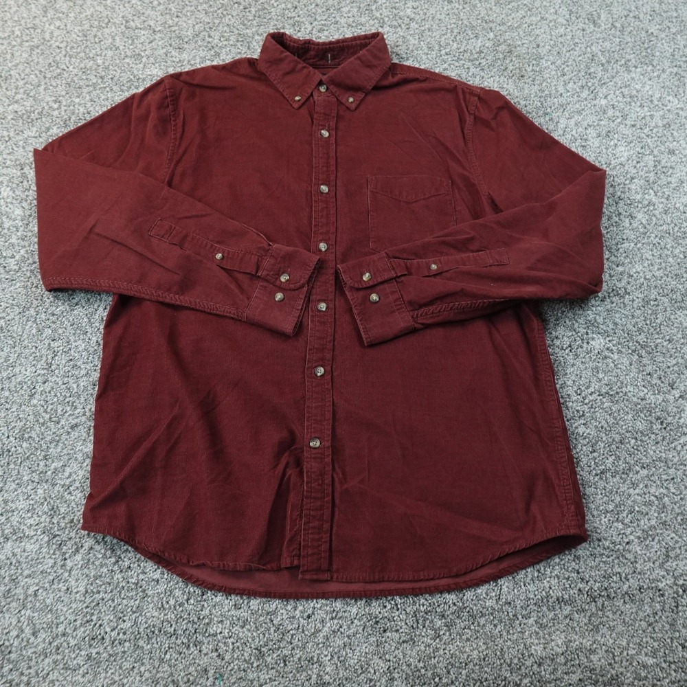 Banana Republic Shirt Mens L Red Corduroy Cord Button Up Long Sleeve Slim Fit